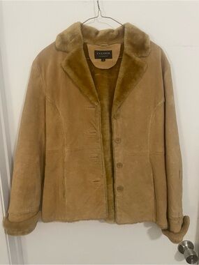 Women's Suede Shearling Jacket in Camel